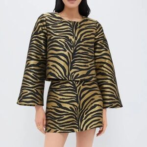 Tuckernuck Gold and Black Zebra Patterned top and skirt set